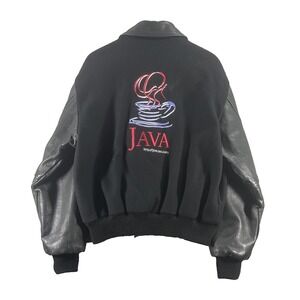 Vintage CPS Sun Microsystems Java Jacket Mens Medium Black Wool Leather Varsity
